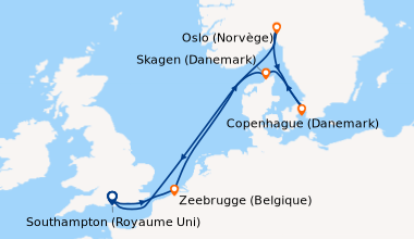 Itinéraire de la croisière Southampton (Royaume Uni) , Bruxelles (Belgiq...