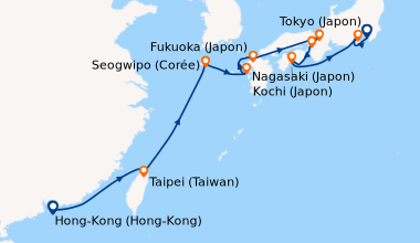 Itinéraire de la croisière Hong-Kong (Hong-Kong), En mer, Taipei (Taiwan...
