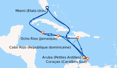 Itinéraire de la croisière Miami (Etats-Unis), En mer, En mer, Curaçao (...