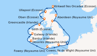 Itinéraire de la croisière Douvres (Royaume-Uni), Cowes, Ile de Wight (R...