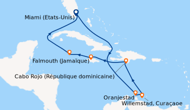 Itinéraire de la croisière Miami (Etats-Unis), En mer, En mer, Oranjesta...