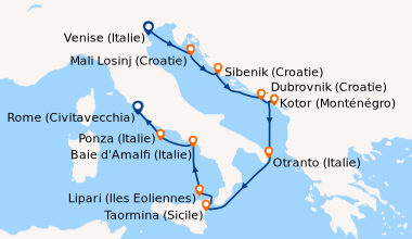 Itinéraire de la croisière Venise (Italie), Mali Losinj, Croatie, Sibeni...