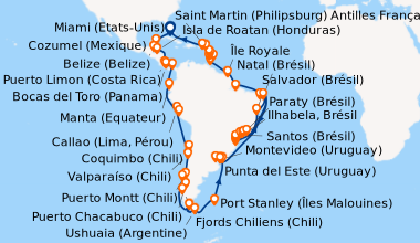 Itinéraire de la croisière Miami (Etats-Unis), En mer, Cozumel (Mexique)...