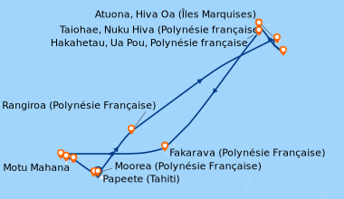 Carte de l'itinéraire de la croisière