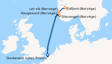 Itinéraire de la croisière Évasion au pays des fjords