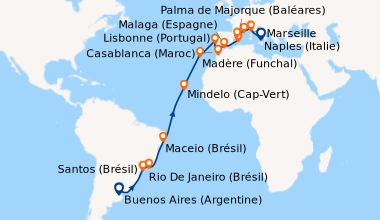 Itinéraire de la croisière Buenos Aires (Argentine), En mer, En mer, San...