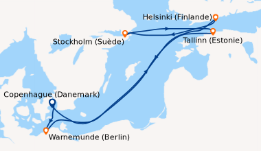 Itinéraire de la croisière Copenhague (Danemark), Warnemunde (Berlin), E...