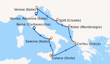 Itinéraire de la croisière Découverte de l'Adriatique Emblématique