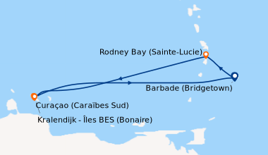 Itinéraire de la croisière Barbade (Bridgetown), Rodney Bay (Sainte-Luci...