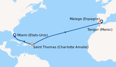 Itinéraire de la croisière Malaga (Espagne), Tanger (Maroc), En mer, En ...