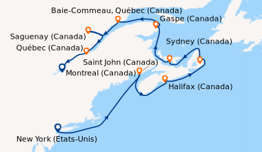 Itinéraire de la croisière New York (Etats-Unis), En mer, Saint John (Ca...