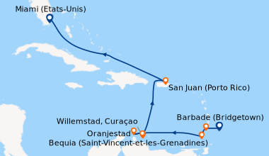 Itinéraire de la croisière Barbade (Bridgetown), Bequia (Saint-Vincent-e...