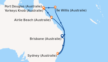 Itinéraire de la croisière Brisbane (Australie), En mer, Sydney (Austral...