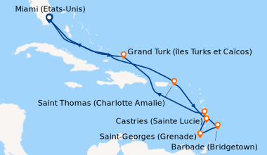 Itinéraire de la croisière Miami (Etats-Unis), En mer, En mer, Saint Tho...