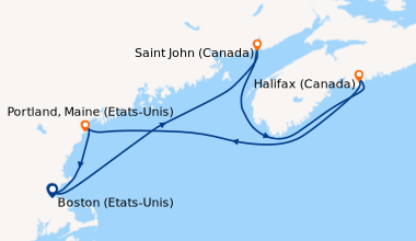 Itinéraire de la croisière Boston (Etats-Unis), En mer, Portland, Maine ...