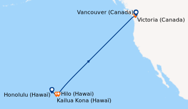 Itinéraire de la croisière Honolulu (Hawaï), Honolulu (Hawaï), Nawiliwil...