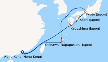 Itinéraire de la croisière Hong-Kong (Hong-Kong), En mer, Okinawa (Nagag...