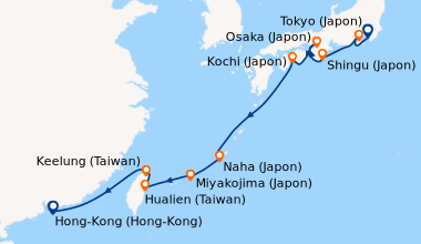 Itinéraire de la croisière Tokyo (Japon), Shimizu/Mt Fuji  (Japon), Shin...