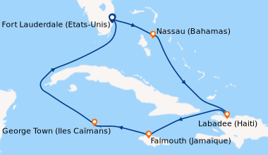 Itinéraire de la croisière Fort Lauderdale (Etats-Unis), Nassau (Bahamas...