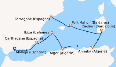 Itinéraire de la croisière Trésors de Méditerranée au printemps
