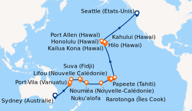 Itinéraire de la croisière Sydney (Australie), En mer, En mer, Nouméa (N...