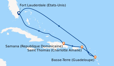 Itinéraire de la croisière Fort Lauderdale (Etats-Unis), En mer, Puerto ...