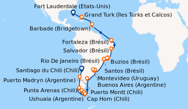 Itinéraire de la croisière Fort Lauderdale (Etats-Unis), En mer, Grand T...