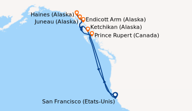 Itinéraire de la croisière San Francisco (Etats-Unis), En mer, En mer, K...