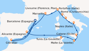 Itinéraire de la croisière Barcelone (Espagne), Palma de Majorque (Baléa...