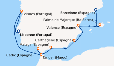Itinéraire de la croisière Barcelone (Espagne), Palma de Majorque (Baléa...