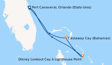 Itinéraire de la croisière Port Canaveral, Orlando (Etats-Unis), Castawa...