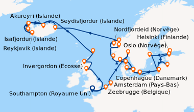 Itinéraire de la croisière Southampton (Royaume Uni) , Bruxelles (Belgiq...