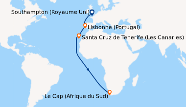 Itinéraire de la croisière Southampton (Royaume Uni), En mer, En mer, Li...