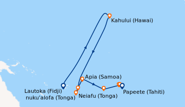 Itinéraire de la croisière Lautoka (Fidji), Kahului (Hawai), En mer, Nei...
