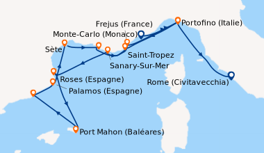 Itinéraire de la croisière Monte-Carlo (Monaco), Portofino (Italie), Sai...