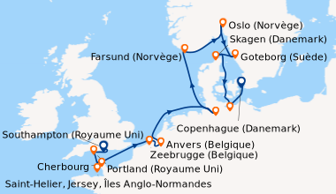 Itinéraire de la croisière Southampton (Royaume Uni) , Portland (Royaume...