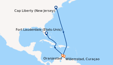 Itinéraire de la croisière Cap Liberty (New Jersey), En mer, En mer, En ...