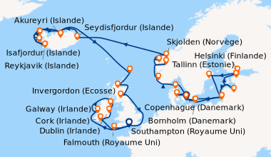 Itinéraire de la croisière Copenhague (Danemark), Aarhus (Danemark), Bor...