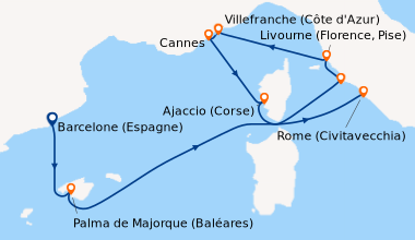 Itinéraire de la croisière Barcelone (Espagne), Palma de Majorque (Baléa...