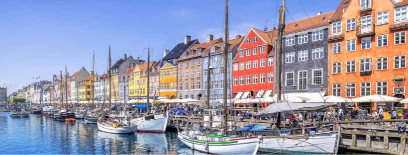 Vue du port de Copenhague au Danemark