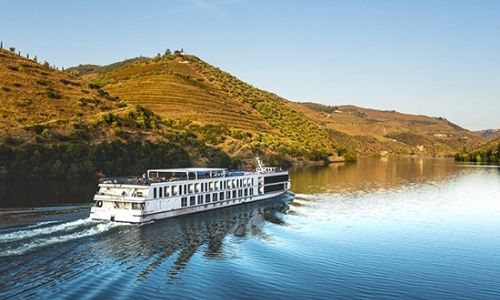 bateau de croisière qui navigue au beau milieu du paysage portugais, sur le Douro