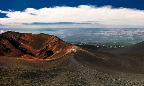 Vue du sommet de l'Etna, terre volcanique