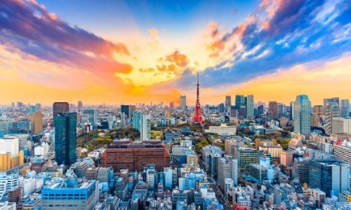 Vue aérienne sur la ville de Tokyo avec buildings