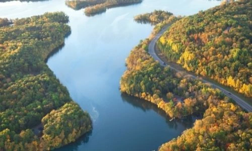 Vue aérienne du fleuve du Mississipi