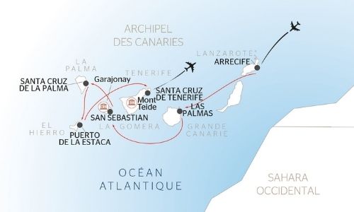 Itinéraire de la croisière aux Canaries