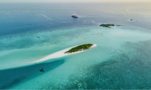 Des attols des Maldives vue aérienne