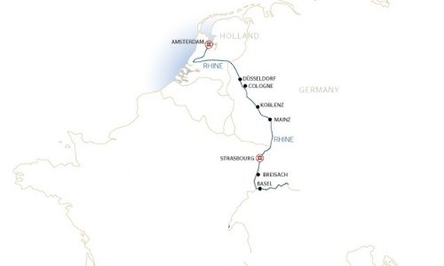 Le trajet de la croisière sur le Rhin tenu par Croisieurope