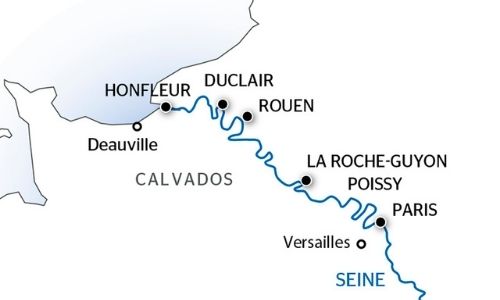 Carte du trajet de la croisière sur la Seine